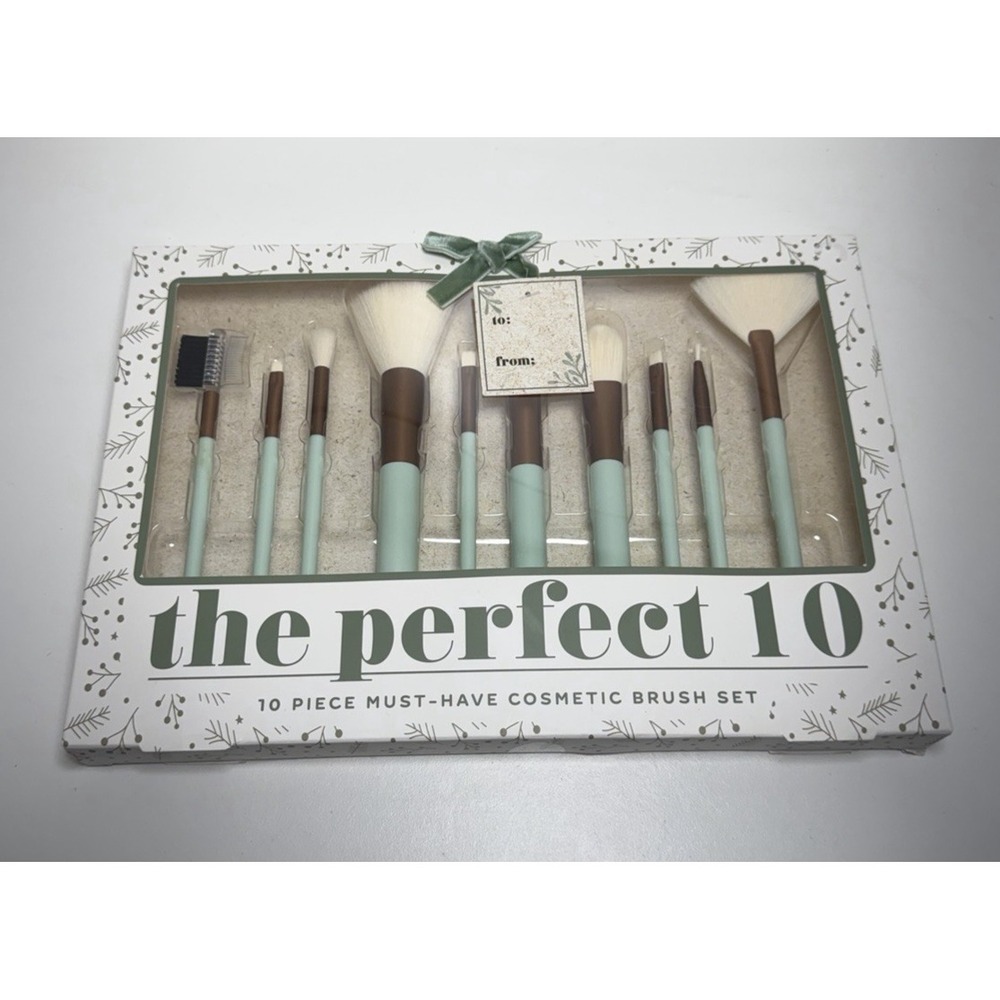 The Perfect 10 Ten Piece Must-Have Cosmetic Brush Gift Set Green